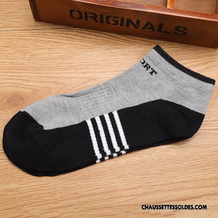 Chaussettes Courtes Homme Manuel Chaussette Basse Coupée Milieu Printemps Été Couleurs Mixtes Gris