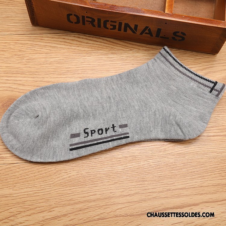 Chaussettes Courtes Homme Manuel Chaussette Basse Coupée Milieu Printemps Été Couleurs Mixtes Gris