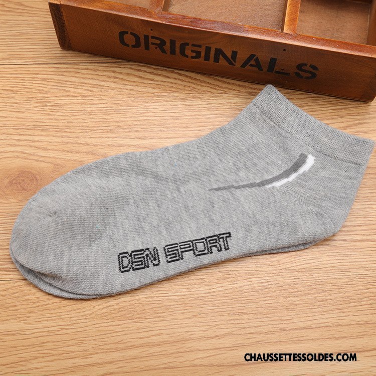 Chaussettes Courtes Homme Manuel Chaussette Basse Coupée Milieu Printemps Été Couleurs Mixtes Gris