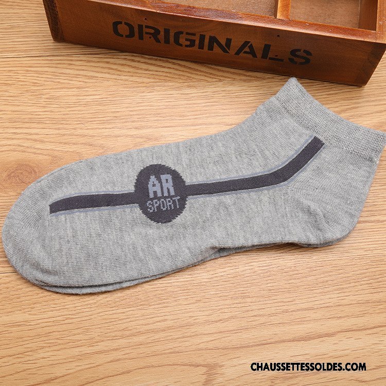Chaussettes Courtes Homme Manuel Chaussette Basse Coupée Milieu Printemps Été Couleurs Mixtes Gris