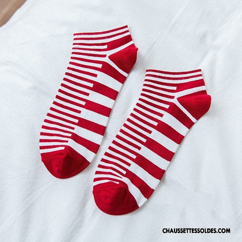 Chaussettes Courtes Homme Matelassé Chaussette Basse Coupée Confortable Chaussette Courte Le Nouveau Rayé Bordeaux Coloré
