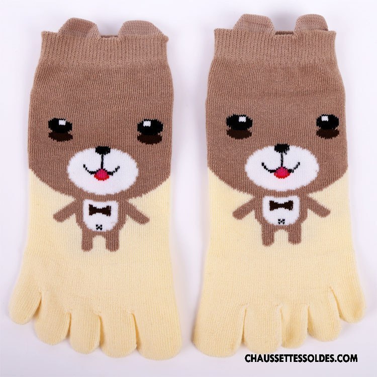 Chaussettes Courtes Homme Matelassé Chaussette Courte Cinq Doigts Bois Dessin Animé Casual Coloré