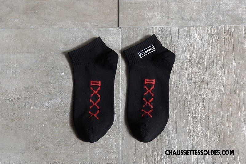 Chaussettes Courtes Homme Milieu Tendance Anti-odeur Chaussette Courte Toutes Les Saisons Brodé Blanc Noir Gris