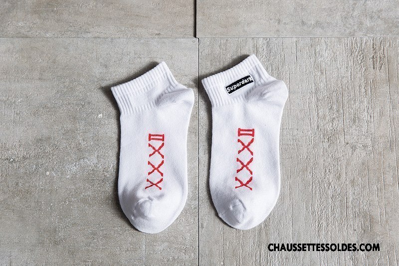 Chaussettes Courtes Homme Milieu Tendance Anti-odeur Chaussette Courte Toutes Les Saisons Brodé Blanc Noir Gris