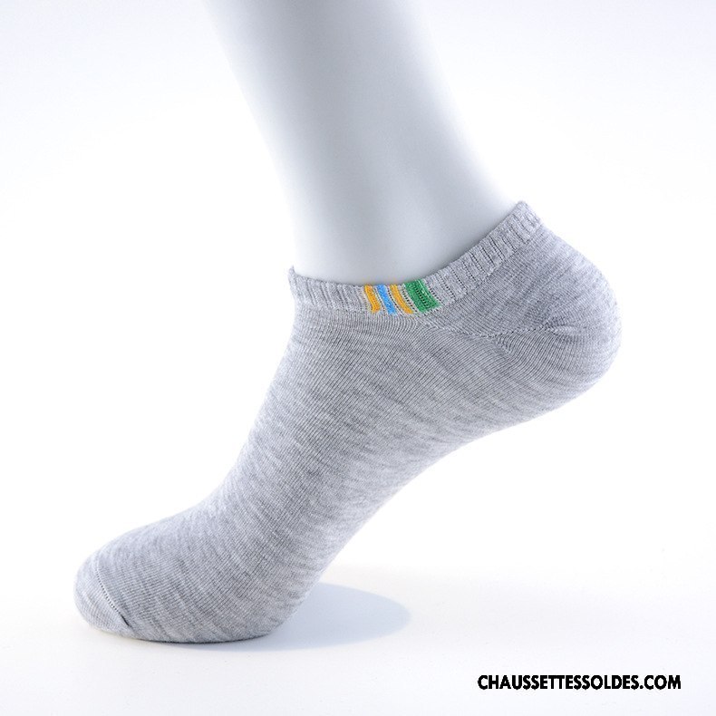 Chaussettes Courtes Homme Mouvement Anti-odeur Printemps Chaussette Courte Été Chaussette Basse Coupée Pure Noir Clair