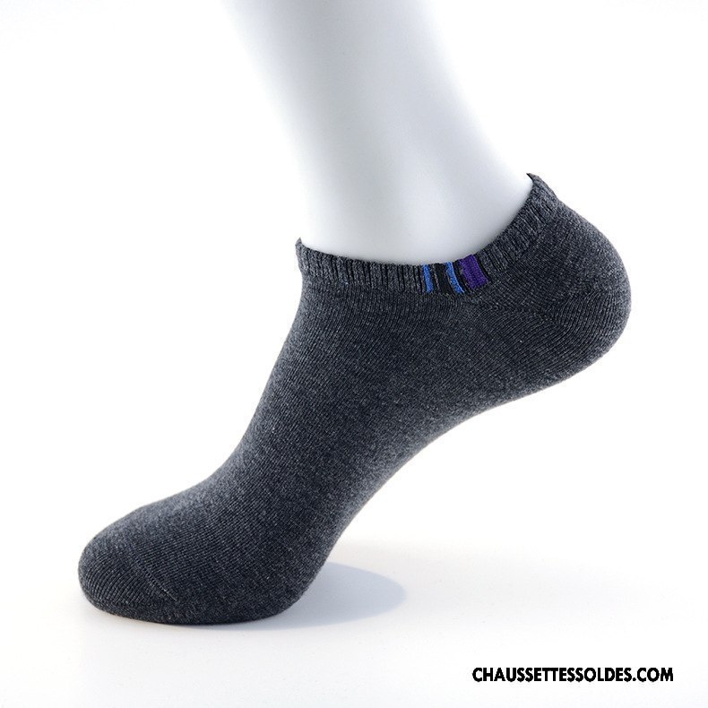 Chaussettes Courtes Homme Mouvement Anti-odeur Printemps Chaussette Courte Été Chaussette Basse Coupée Pure Noir Clair