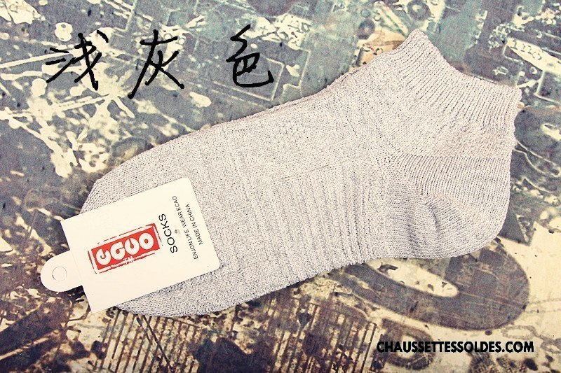 Chaussettes Courtes Homme Mouvement Chaussette Basse Coupée Épais Chaussettes En Coton Bien Gris