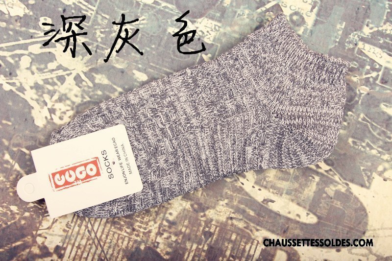 Chaussettes Courtes Homme Mouvement Chaussette Basse Coupée Épais Chaussettes En Coton Bien Gris