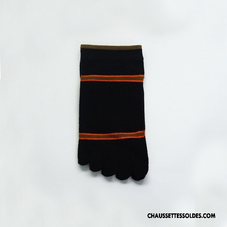Chaussettes Courtes Homme Mouvement Cinq Doigts Coton Bio En Maille 100% Coton Noir
