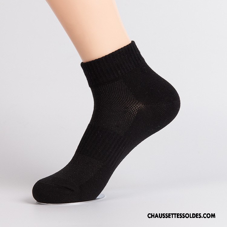 Chaussettes Courtes Homme Mouvement Milieu 100% Coton Engrener Respirant Été Pure Blanc