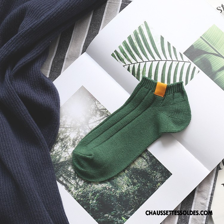 Chaussettes Courtes Homme Nouvelles Arrivées Rétro Printemps Été Chaussette Basse Coupée Femme Pure Vert