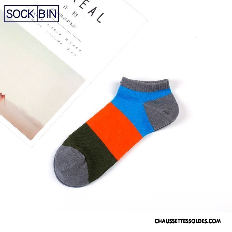 Chaussettes Courtes Homme Printemps Respirant Absorber La Sueur Coton Bio Été Chaussette Basse Coupée Couleurs Mixtes Coloré Clair
