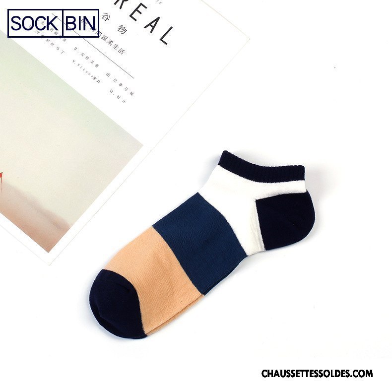 Chaussettes Courtes Homme Printemps Respirant Absorber La Sueur Coton Bio Été Chaussette Basse Coupée Couleurs Mixtes Coloré Clair