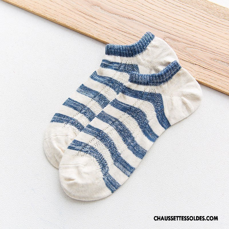 Chaussettes Courtes Homme Rayé Printemps Haute Qualité Absorber La Sueur Été Chaussette Basse Coupée Gris
