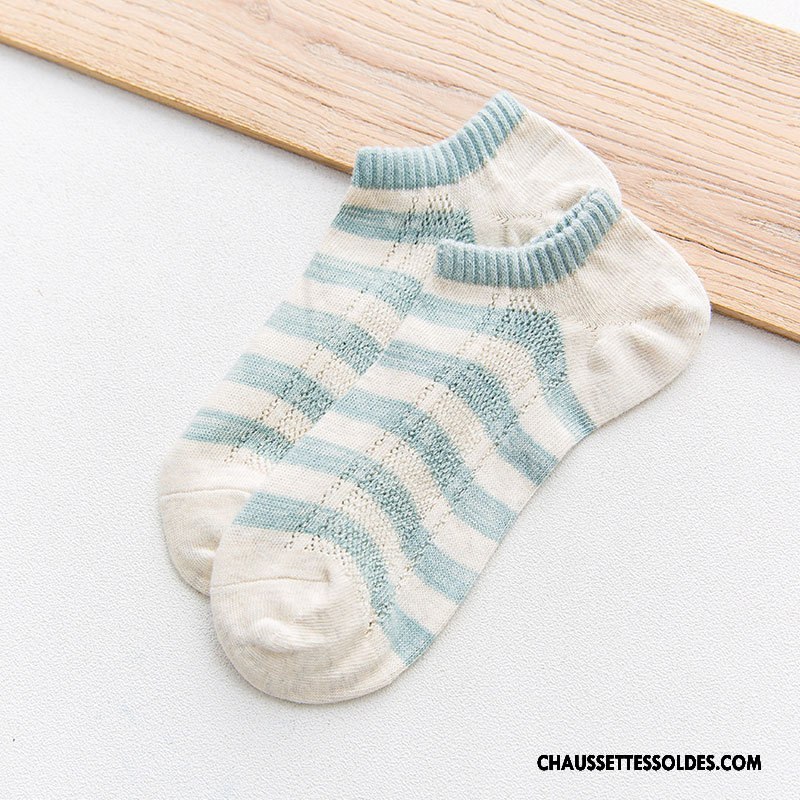 Chaussettes Courtes Homme Rayé Printemps Haute Qualité Absorber La Sueur Été Chaussette Basse Coupée Gris