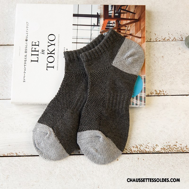 Chaussettes Courtes Homme Respirant 100% Coton Chaussette Courte Le Nouveau L'automne Mouvement Couleurs Mixtes Bordeaux
