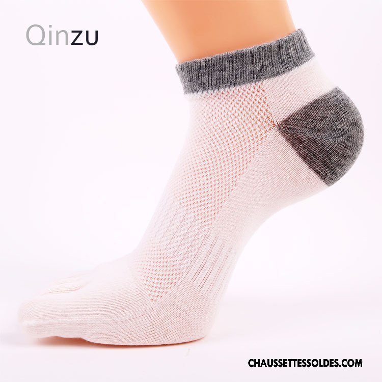Chaussettes Courtes Homme Respirant Cinq Doigts Absorber La Sueur Matelassé Casual Mouvement Gris
