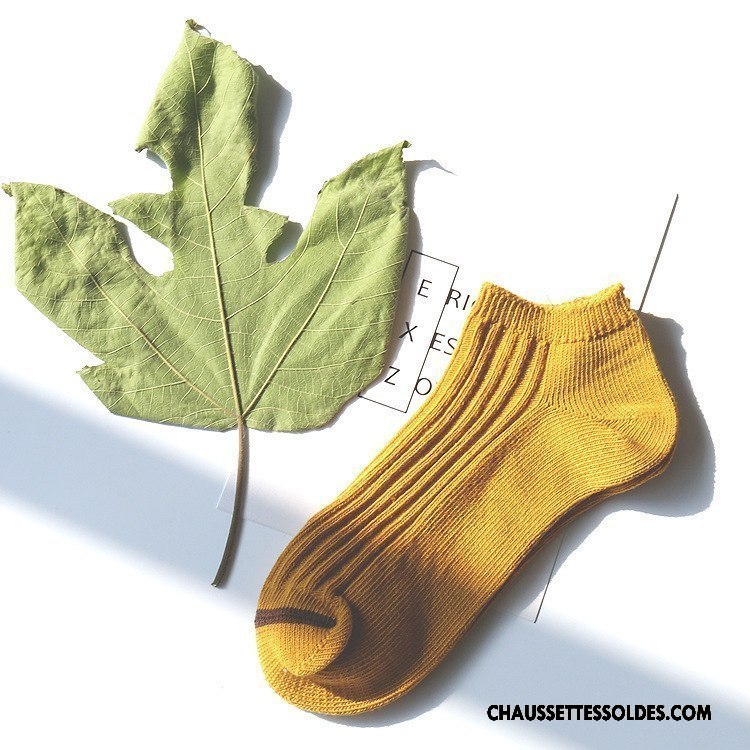Chaussettes Courtes Homme Respirant Femme Chaussette Basse Coupée 100% Coton Lovers Chaussette Courte Jaune