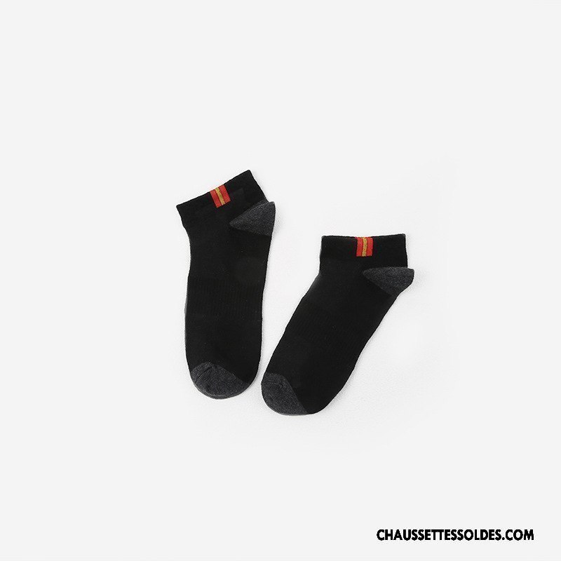 Chaussettes Courtes Homme Respirant Mode Coton Bio Chaussettes En Coton Chaussette Basse Coupée Mouvement Blanc