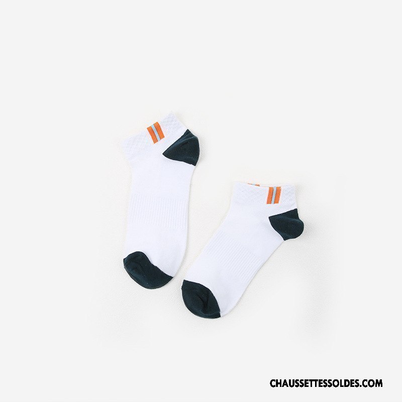Chaussettes Courtes Homme Respirant Mode Coton Bio Chaussettes En Coton Chaussette Basse Coupée Mouvement Blanc