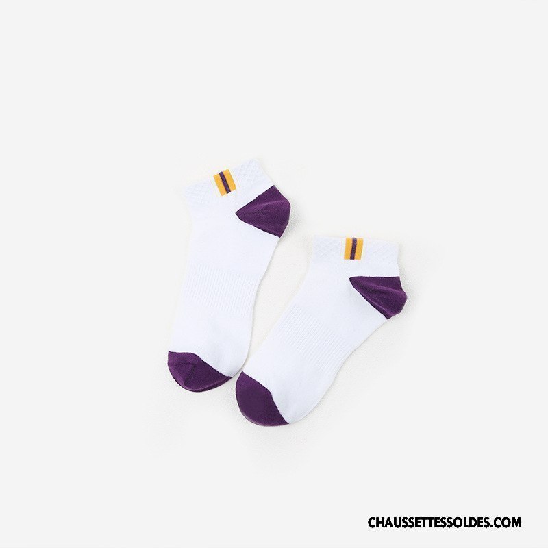 Chaussettes Courtes Homme Respirant Mode Coton Bio Chaussettes En Coton Chaussette Basse Coupée Mouvement Blanc