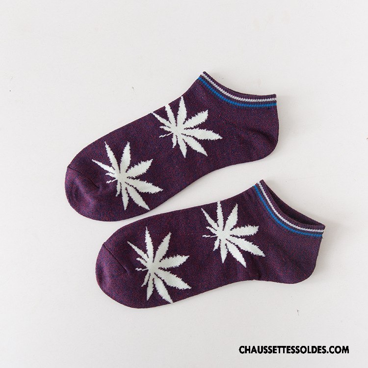 Chaussettes Courtes Homme Rétro Mouvement Chaussettes En Coton Le Nouveau Violet