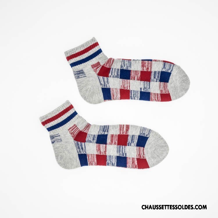Chaussettes Courtes Homme Rétro Printemps Matelassé Le Nouveau Tendance 100% Coton Bleu Marin