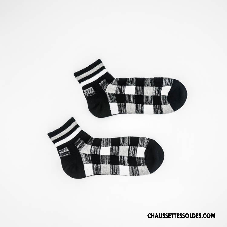 Chaussettes Courtes Homme Rétro Printemps Matelassé Le Nouveau Tendance 100% Coton Bleu Marin