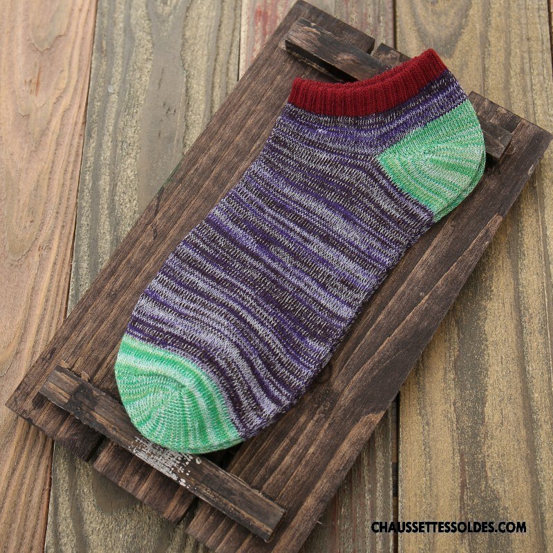 Chaussettes Courtes Homme Rétro Été Printemps Chaussette Basse Coupée Chaussette Courte Style National Couleurs Mixtes Coloré Clair
