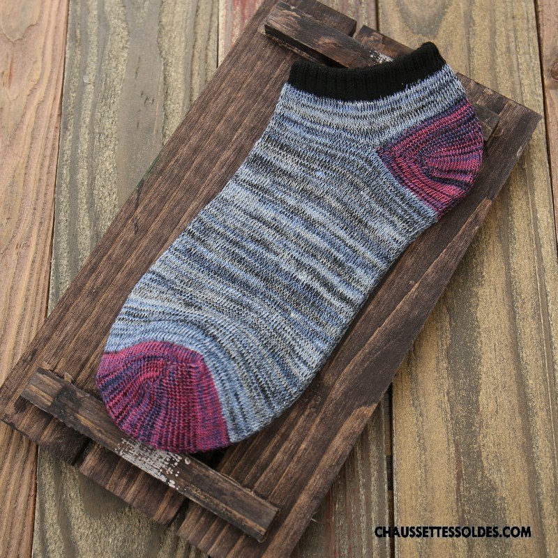 Chaussettes Courtes Homme Rétro Été Printemps Chaussette Basse Coupée Chaussette Courte Style National Couleurs Mixtes Coloré Clair