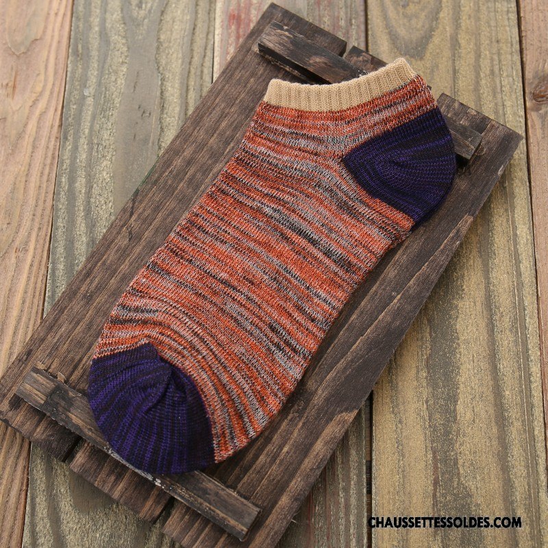Chaussettes Courtes Homme Rétro Été Printemps Chaussette Basse Coupée Chaussette Courte Style National Couleurs Mixtes Coloré Clair