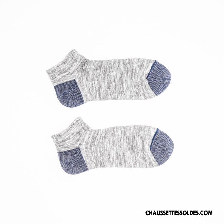 Chaussettes Courtes Homme Style National Tendance 100% Coton Chaussette Basse Coupée Rétro Gris