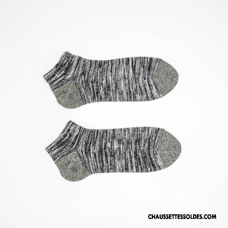 Chaussettes Courtes Homme Style National Tendance 100% Coton Chaussette Basse Coupée Rétro Gris
