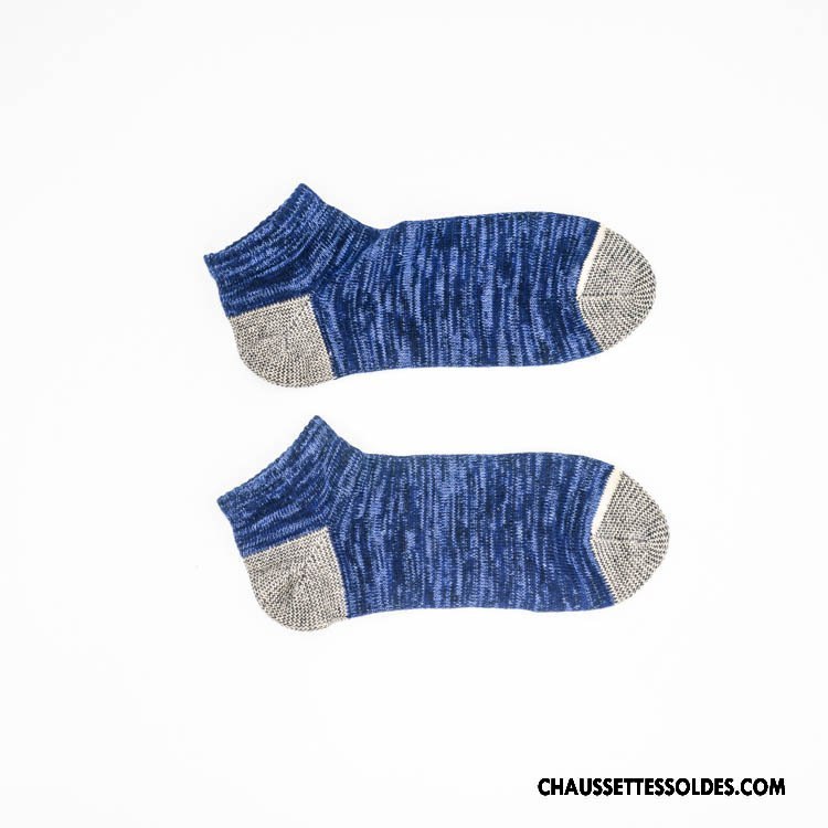 Chaussettes Courtes Homme Style National Tendance 100% Coton Chaussette Basse Coupée Rétro Gris