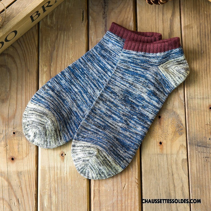 Chaussettes Courtes Homme Tendance Chaussette Basse Coupée Style National 100% Coton Rétro Chaussette Courte