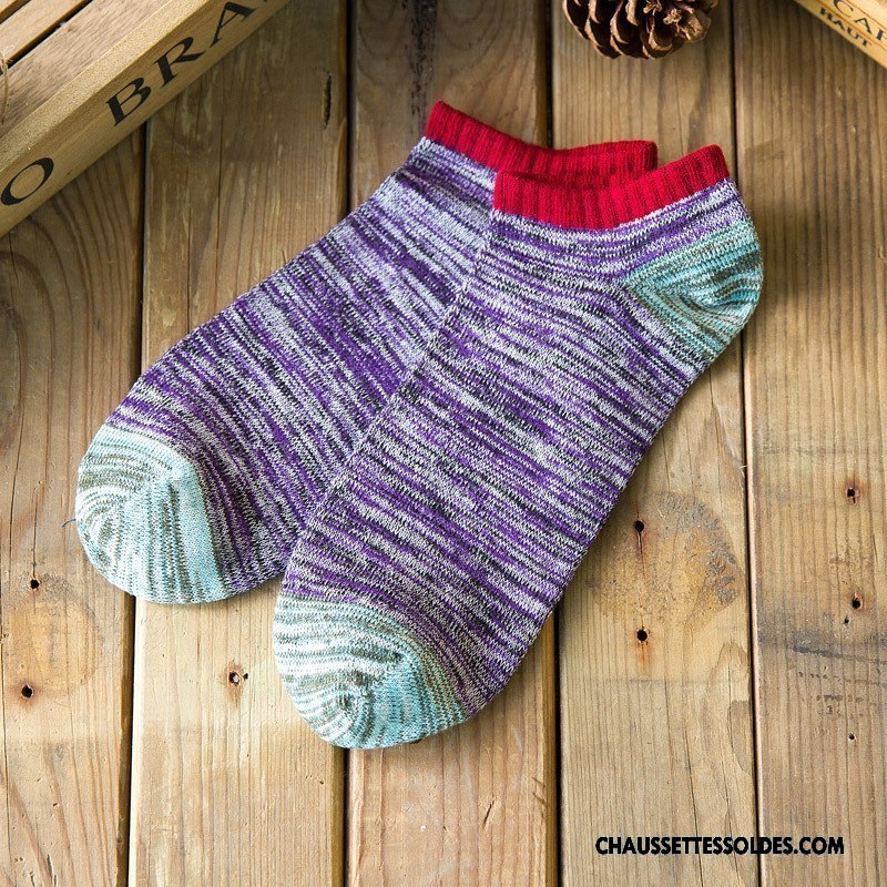 Chaussettes Courtes Homme Tendance Chaussette Basse Coupée Style National 100% Coton Rétro Chaussette Courte