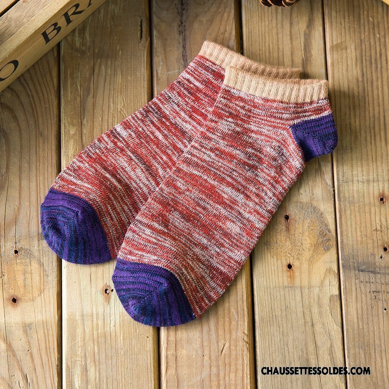 Chaussettes Courtes Homme Tendance Chaussette Basse Coupée Style National 100% Coton Rétro Chaussette Courte