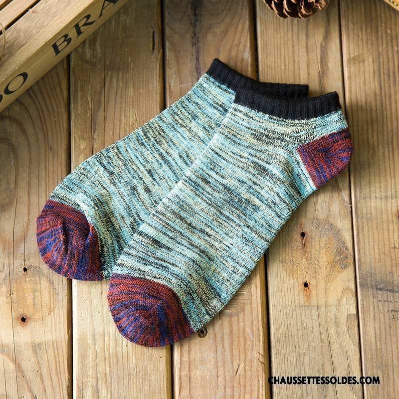 Chaussettes Courtes Homme Tendance Chaussette Basse Coupée Style National 100% Coton Rétro Chaussette Courte