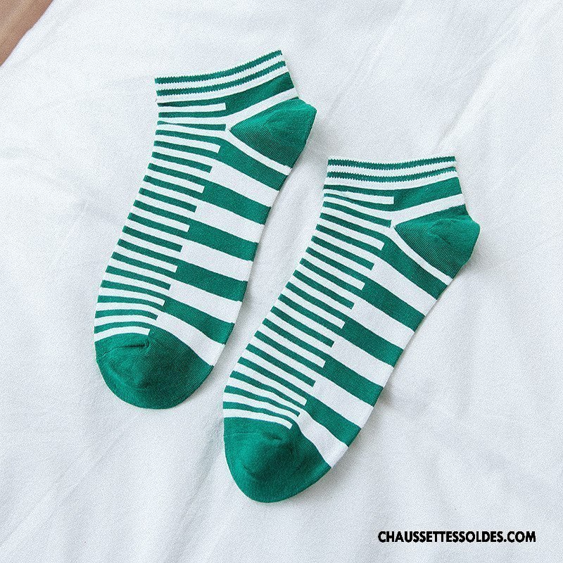 Chaussettes Courtes Homme Tendance Toutes Les Saisons Chaussette Courte Coton Bio Mouvement Anti-odeur Vert Clair