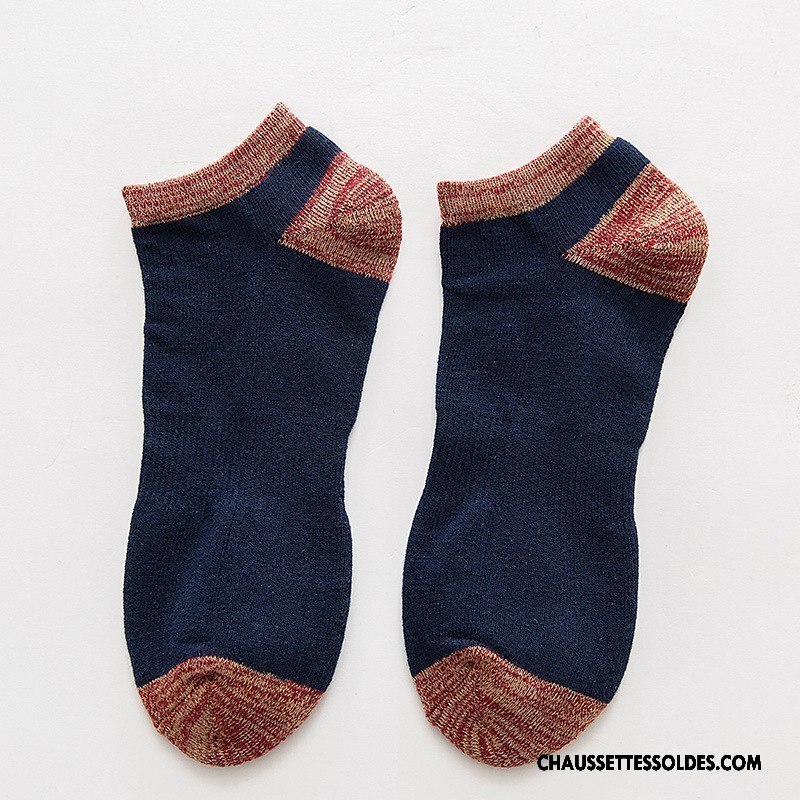 Chaussettes Courtes Homme Thermiques Terry L'automne Casual 100% Coton Hiver Pure Bleu