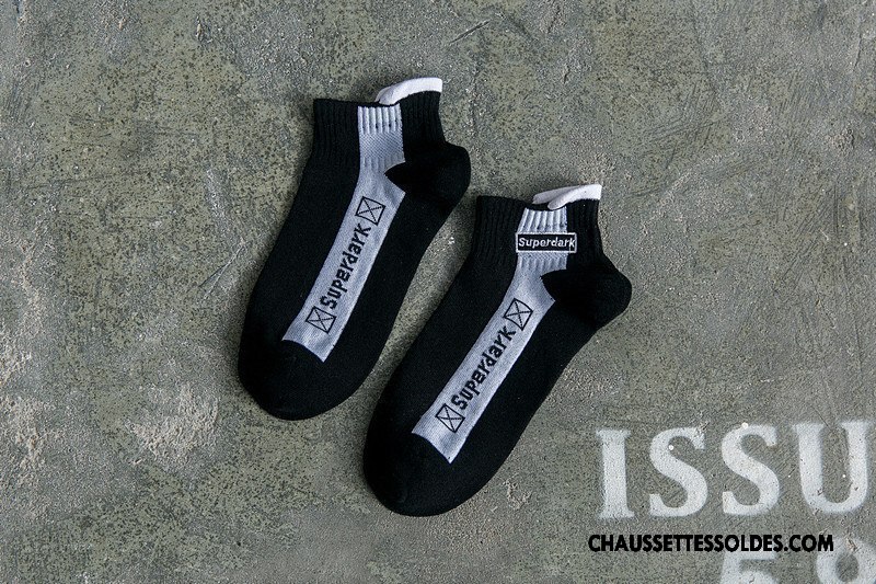Chaussettes Courtes Homme Toutes Les Saisons 100% Coton Brodé Lettre Anti-odeur Femme Blanc Noir Gris