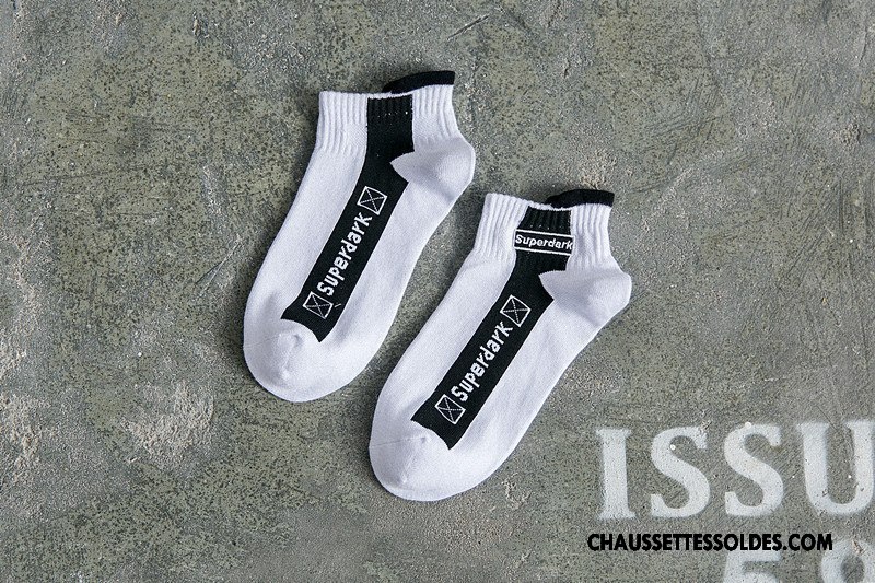 Chaussettes Courtes Homme Toutes Les Saisons 100% Coton Brodé Lettre Anti-odeur Femme Blanc Noir Gris