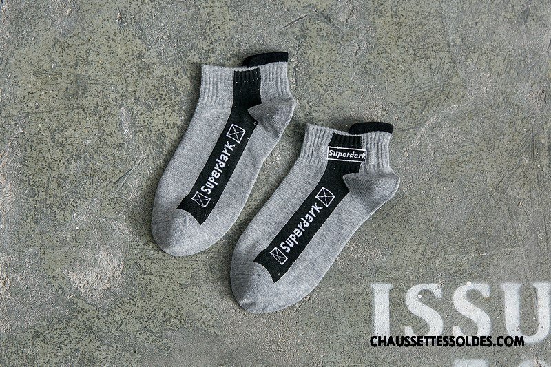 Chaussettes Courtes Homme Toutes Les Saisons 100% Coton Brodé Lettre Anti-odeur Femme Blanc Noir Gris
