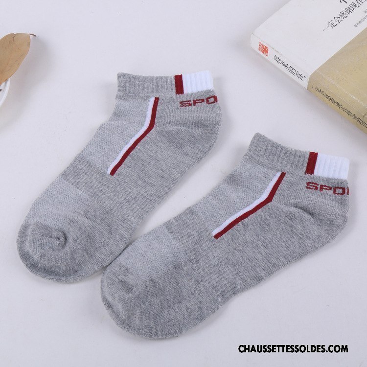 Chaussettes Courtes Homme Été Anti-odeur Chaussette Basse Coupée Antidérapant Absorber La Sueur Mouvement Gris