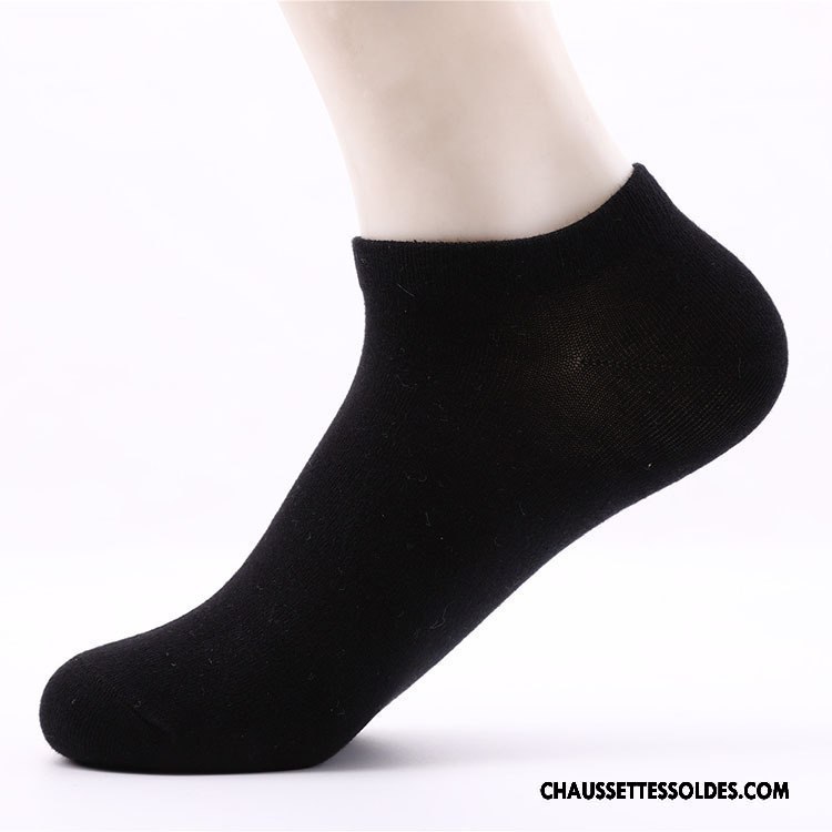 Chaussettes Courtes Homme Été Chaussette Basse Coupée Anti-odeur Printemps 100% Coton Mouvement Pure Noir