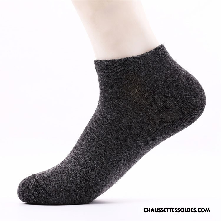 Chaussettes Courtes Homme Été Chaussette Basse Coupée Anti-odeur Printemps 100% Coton Mouvement Pure Noir
