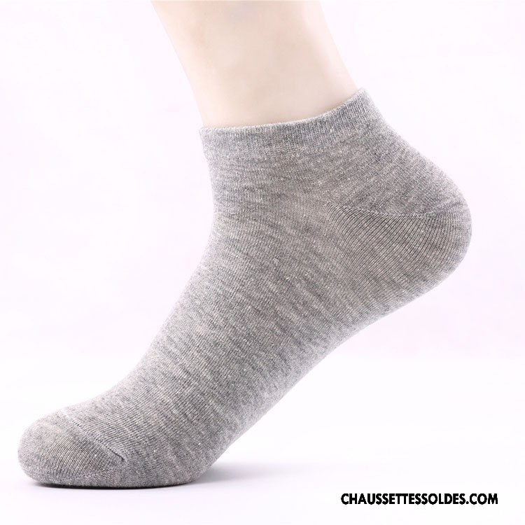 Chaussettes Courtes Homme Été Chaussette Basse Coupée Anti-odeur Printemps 100% Coton Mouvement Pure Noir