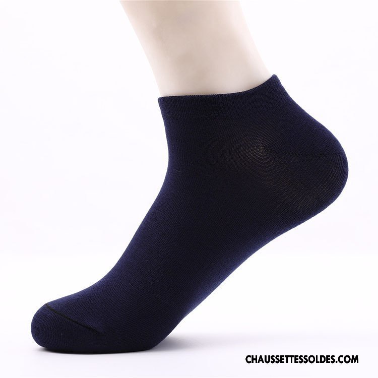 Chaussettes Courtes Homme Été Chaussette Basse Coupée Anti-odeur Printemps 100% Coton Mouvement Pure Noir