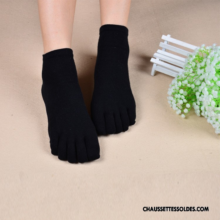 Chaussettes Courtes Homme Été Coton Bio Invisible Chaussette Basse Coupée Cinq Doigts Ultra-court Blanc