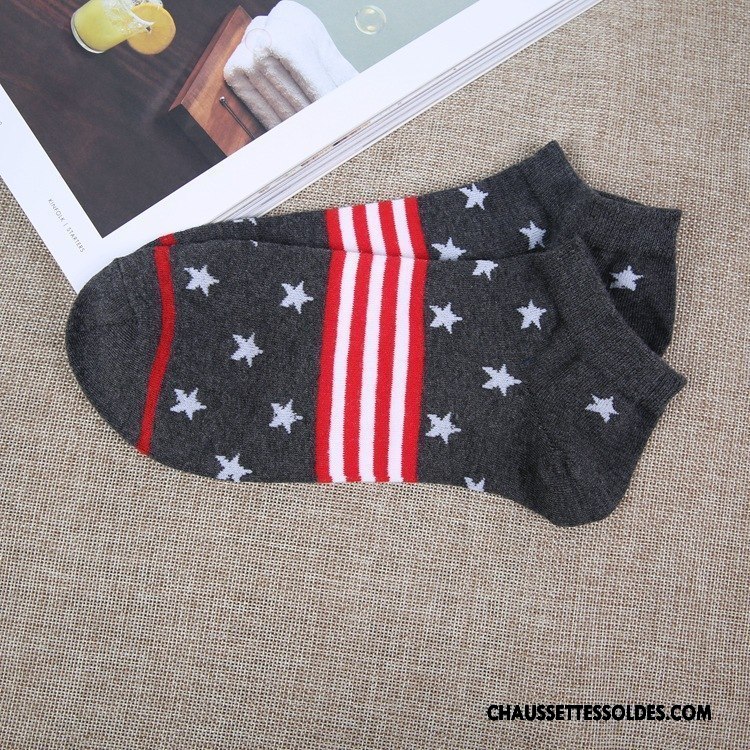 Chaussettes Courtes Homme Été Nouvelles Arrivées Printemps Étoile Mouvement Coton Bio Bleu Marin